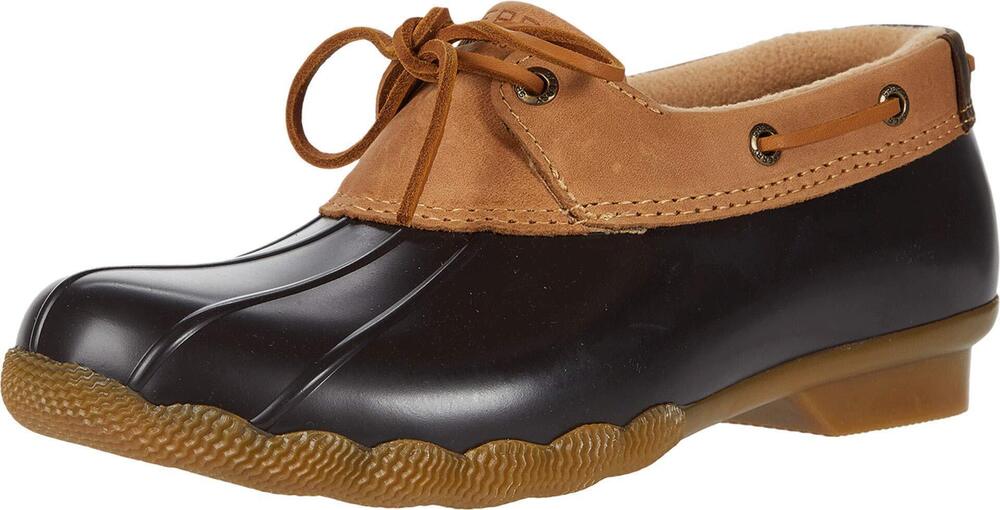 Sperry Women's Saltwater 1-Eye Waterproof Duck Boot, Tan/Brown, 8.5
